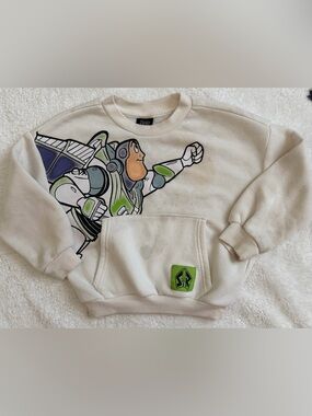 Disney Toy Story Buzz Lightyear Graphic Sweatshirt in Cream and Green 4T